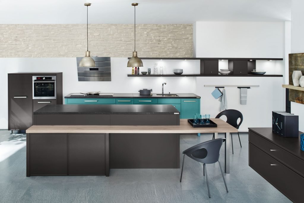 Silestone Arden Blue Kitchen - featuring Silestone Splashbacks, Silestone Worktops and modern furniture