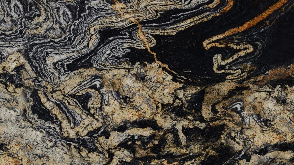 Orinoco Granite | Black Sensa granite with striking gold veins