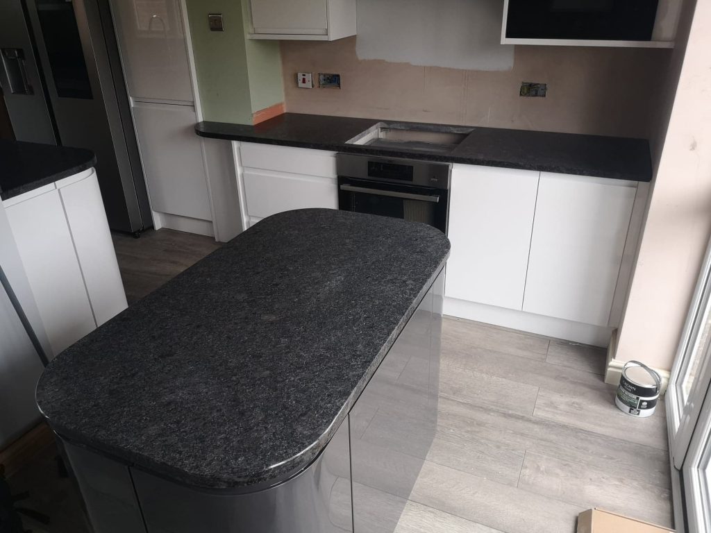 Grey Leathered Granite Kitchen Island