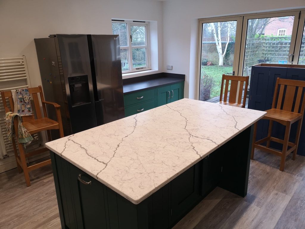 Vein-cut marble style quartz worktops