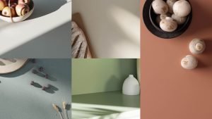 Sunlit Days mood board showing the different colours in a variety of settings