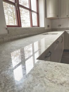 White granite worktops installation