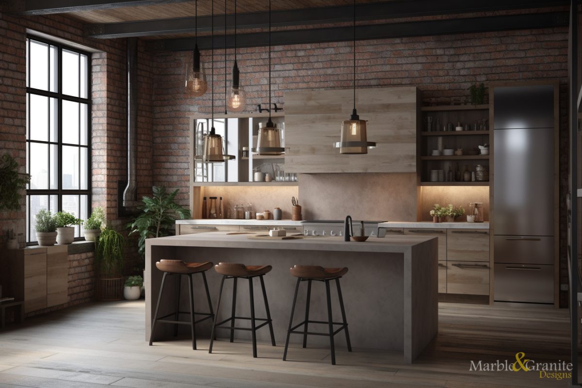 Industrial quartz worktop style