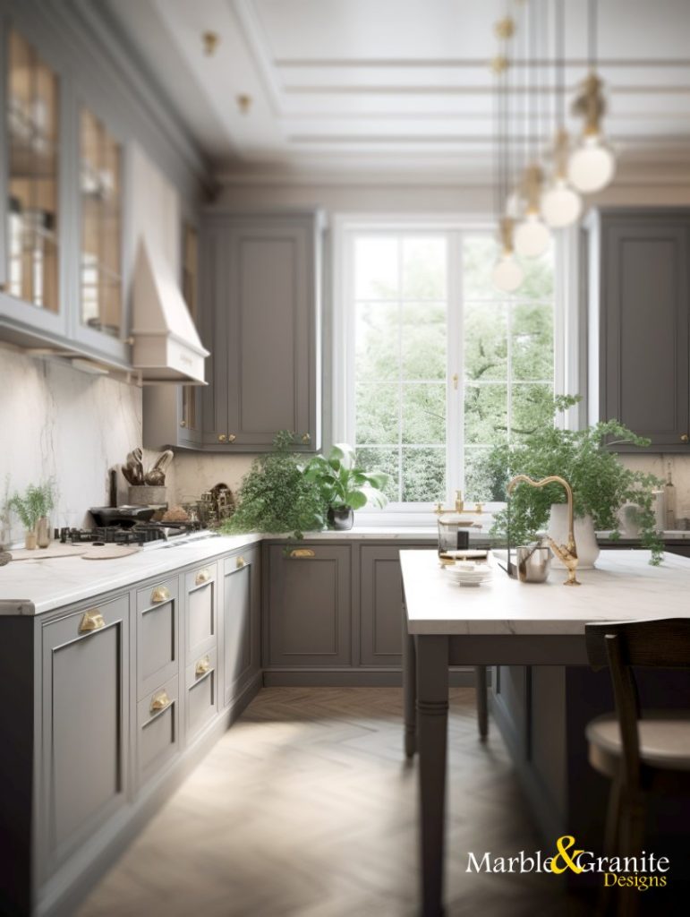 Porcelain Countertops 1 | A contemporary grey and white kitchen with porcelain worktops