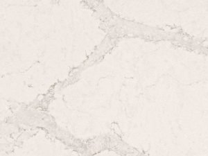 creamy white quartz surface with striking grey veins - 5131 Calacatta Nuvo swatch