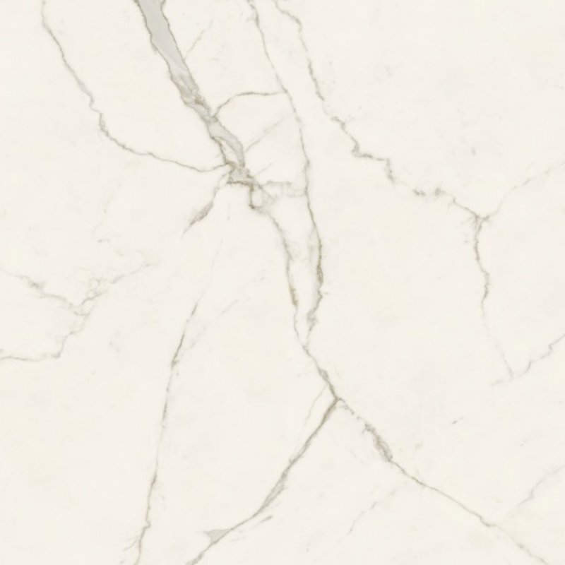 white marble-effect porcelain slabs with grey veining - Calacatta Extra Atlas Plan swatch