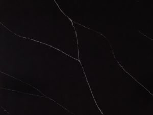 Black quartz surface with delicate grey veining - Diresco Nobless Black swatch
