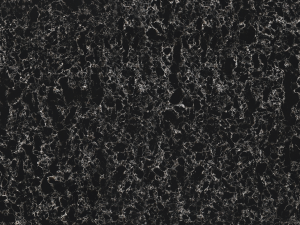 Black quartz surface with irregular grey veining across the face - Pearl Rocca Technistone swatch