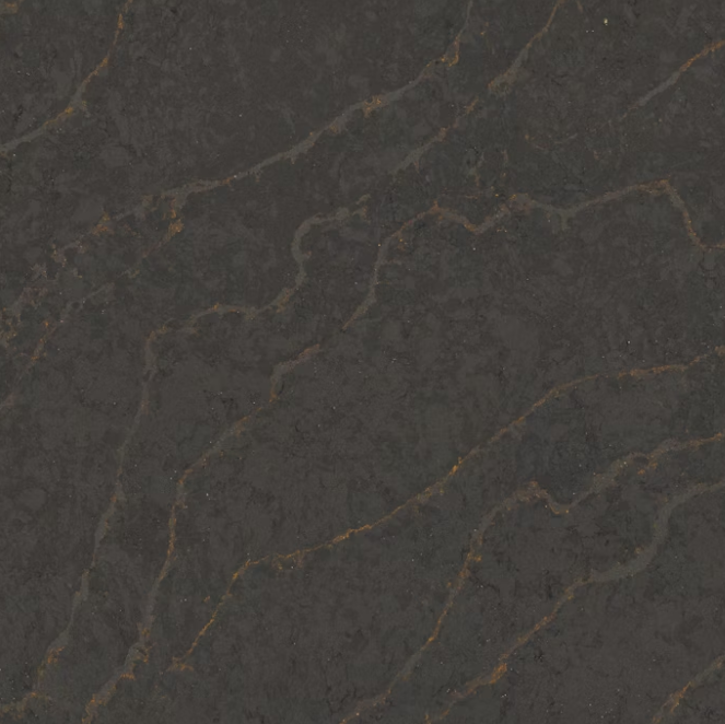 Silestone Bohemian Flame dark grey marble-veined quartz swatch