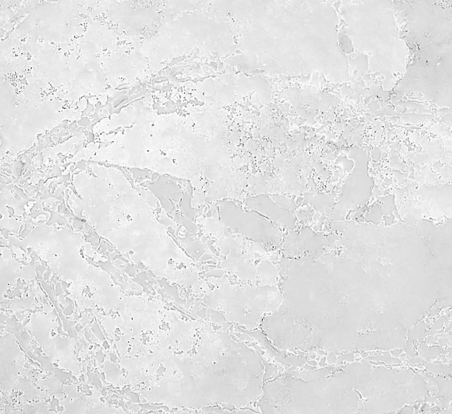 Arctic BQS white quartz with grey structures - a stone-effect surface swatch.