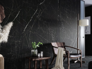 Dekton Somnia wall cladding - a black base with white veining for a contemporary look.