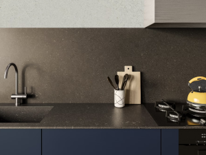 Silestone Brass Relish kitchen worktop and splashback - brown concrete-style quartz