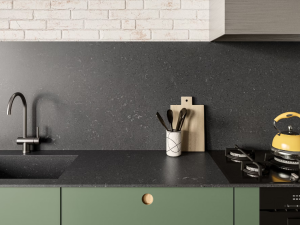 Silestone Cinder Craze kitchen worktop and splashback roomshot