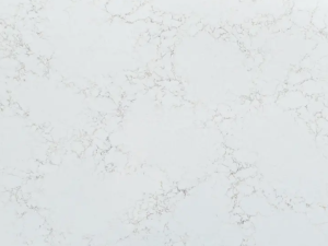 Fine-grained white quartz compound stone with vague darker grey (wide) veins spread over the surface - Arabescato Viola Unistone swatch