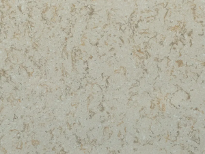 Fine-grained dark beige quartz compound stone with white fragments and orange irregular veins - Silver Sea Unistone swatch