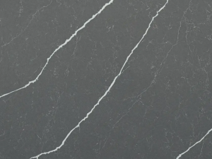 Fine-grained grey-brown quartz compound stone with white veins spread over the surface - Pietra Grey Unistone swatch