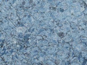 Fine-grained blue quartz compound stone with darker and/or paler structures/veins spread over the surface - Thunder Blue Unistone swatch
