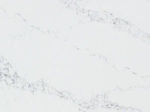 Fine-grained white quartz compound stone with grey veins spread over the surface - Statuario Unistone swatch