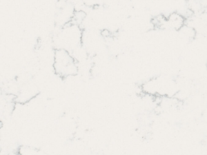 Fine-grained qhite quartz surface with grey marble veins scattered across the surface - Technistone Noble Areti Bianco swatch