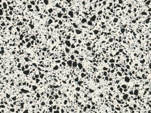 Fine-grained white quartz surface with black terrazzo patterning - Technistone Taurus Terazzo White swatch