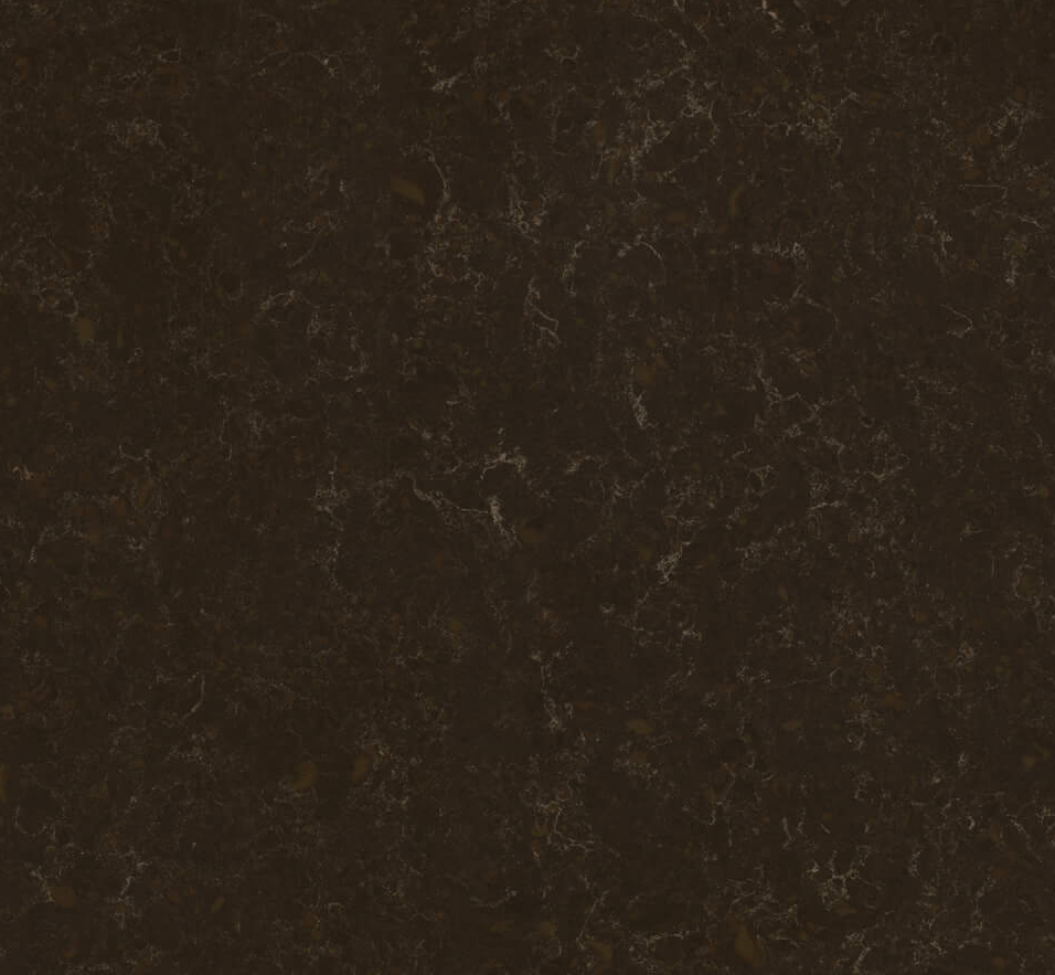 Brown marble-effect quartz surface with beige, cream and white irregular veins across a deep chocolate backdrop - Noble Athos Brown swatch