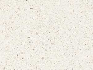 6600 Nougat – Quartz Worktop swatch. Coarse Speckled White Polished Quartz Worktop Chunky course-grained textures and neutral-coloured mineral chips, on a classic white canvas.