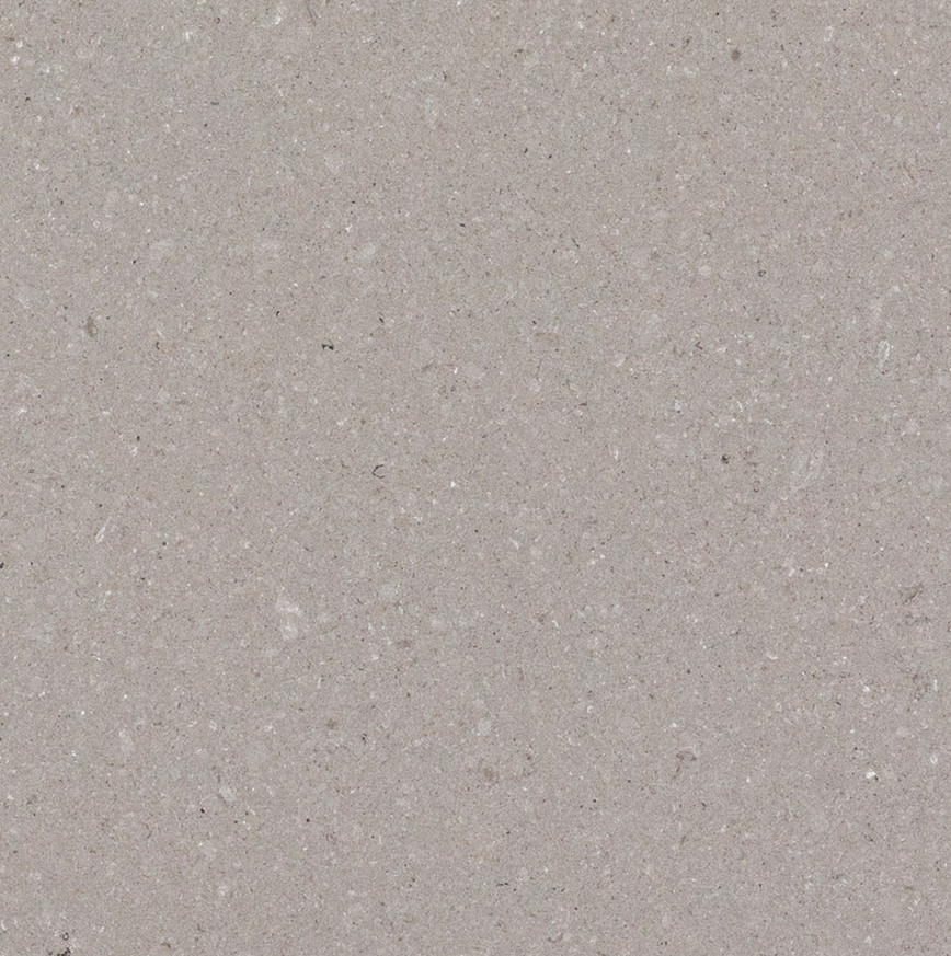 4130 Clamshell – Mineral Worktop swatch. Neutral Speckled Grey Polished Mineral Worktop A beautiful fusion of light grey with white features, underscored by drifting veins on a neutral base.
