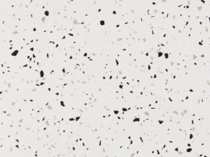 white quartz with black terrazzo style fragments throughout - Diresco Terrazzo White swatch