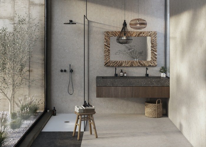 Dekton Nebbia Bathroom Vanity and Wall Cladding