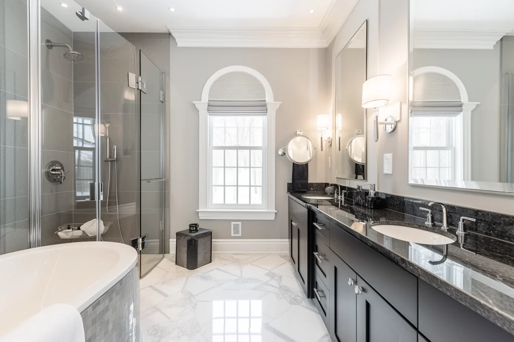 Black Granite Bathroom Vanity in a modern bathroom