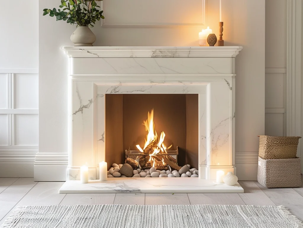 Marble Fire Hearth - White
