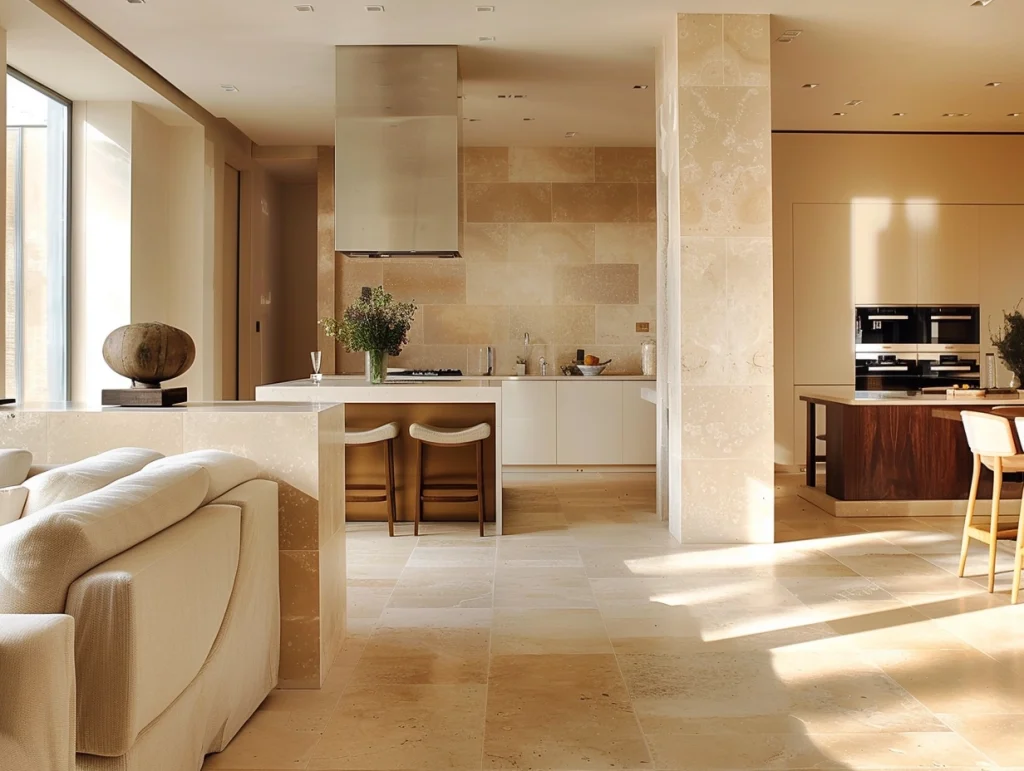 Travertine Wall Tiles | Travertine Flooring in a chic bathroom setting