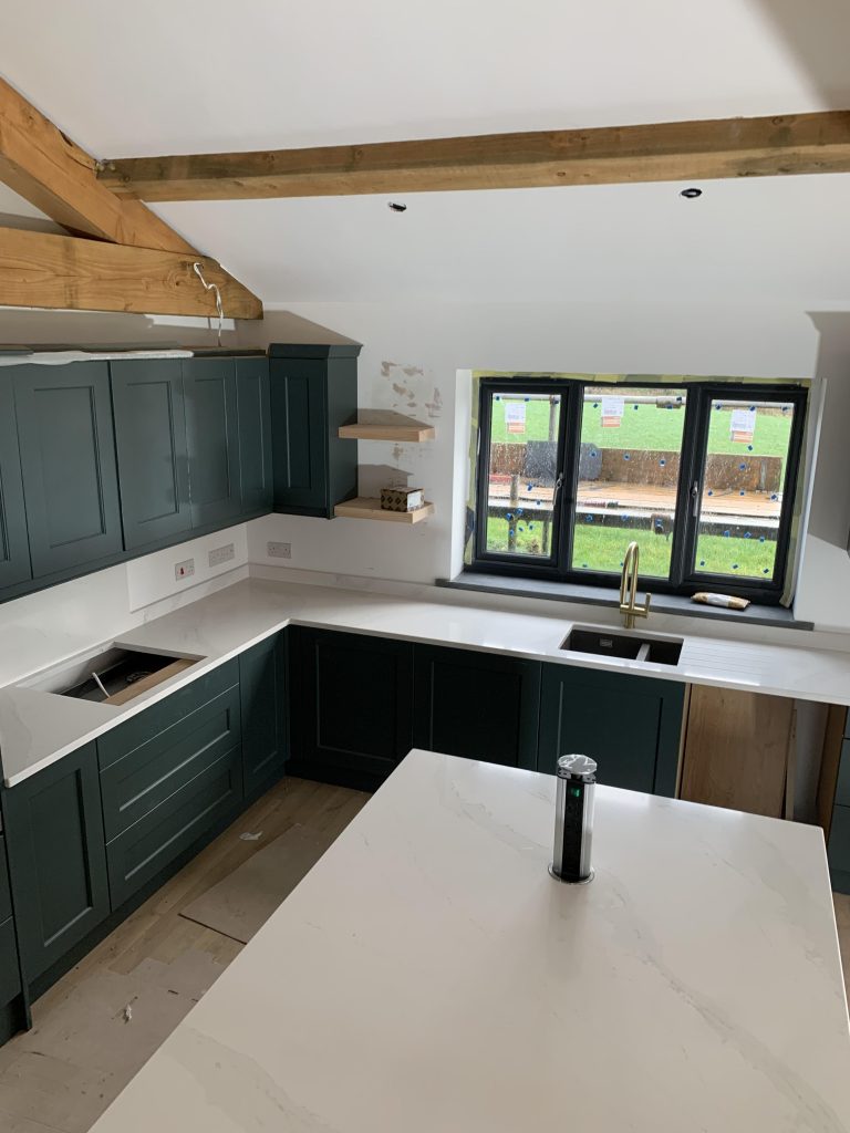 Popup Socket in a kitchen island, supplied and fitted by MGD Herefordshire.