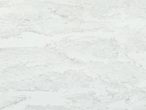 Fine-grained white-grey quartz compound stone with darker grey veins spread over the surface - White Eden Unistone swatch