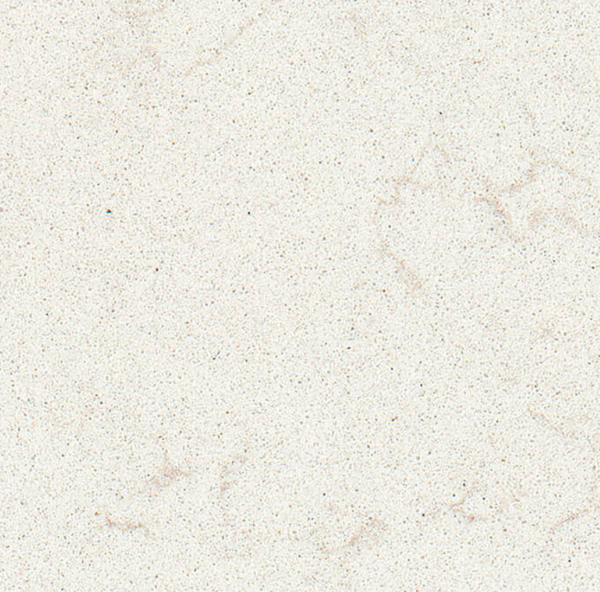 Fine-grained marble-style white quartz surface with a grainy appearance - Technistone Noble Vintage swatch
