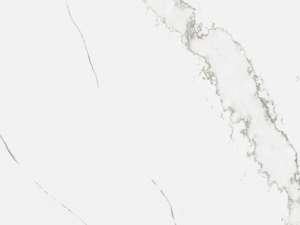Fine-grained white quartz surface with marble veining in thick and thin vein greys - Calacatta Serchio Technistone