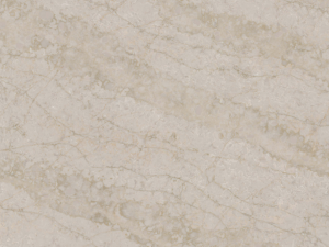 Beige marble-effect quartz surface with brown veins running diagonally across the face - Glencoe Technistone swatch