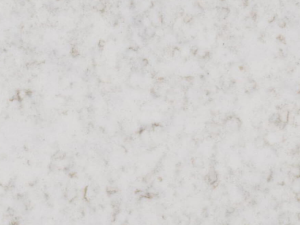 White quartz surface with grey and brown irregular veining - Technistone Wedding Lily swatch