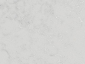 White marble-effect quartz surface with subtle grey veining - Technistone Morning Daisy swatch