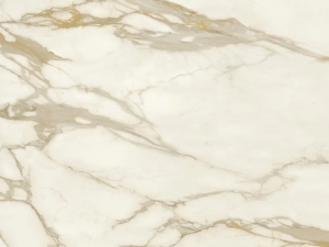 white marble-effect porcelain surface with gold and grey veining - calacatta gold atlas plan swatch