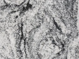 Product photo: Viscount White Granite is a highly sought-after natural stone, known for its distinctive swirling patterns and elegant colour palette. This granite features a predominantly white background interlaced with dramatic waves and swirls of grey and black, creating a dynamic and sophisticated appearance. The intricate veining and natural movement in the stone make each slab unique, adding a touch of artistic beauty to any space.
