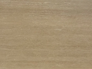 Travertino Romano Classico Super swatch - Beige compact limestone (travertine) with pronounced lined drawing. The drawing is very heterogeneous and mainly band-shaped (horizontal and parallel; sawn perpendicular to layering). The surface contains small openings that are filled or not filled depending on demand.