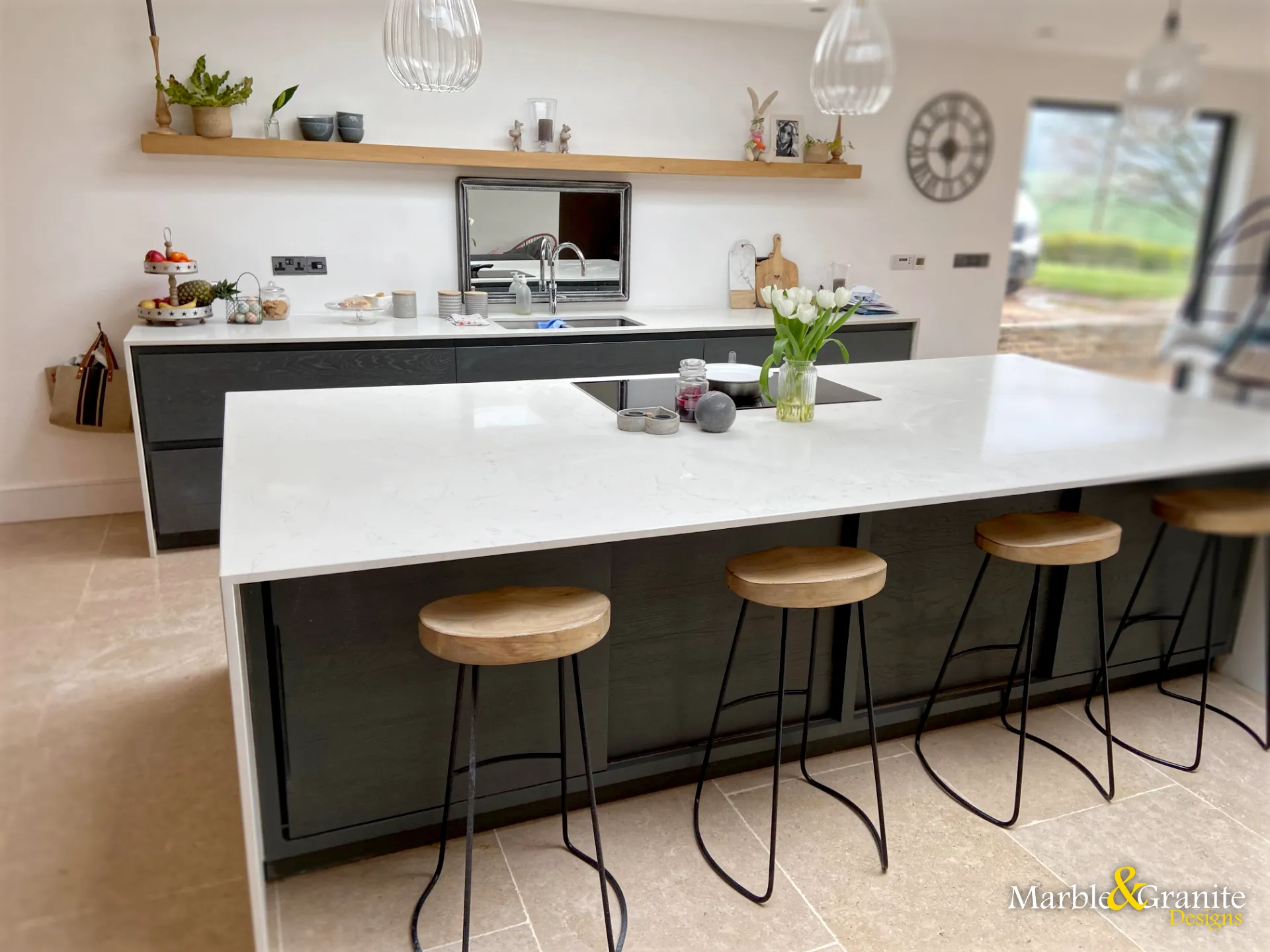 Stone Fabricators Herefordshire - White Quartz Marble Worktop 4