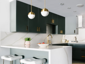 Bianco Calacatta Silestone kitchen worktops and island