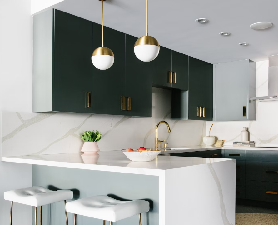 Bianco Calacatta Silestone kitchen worktops and island