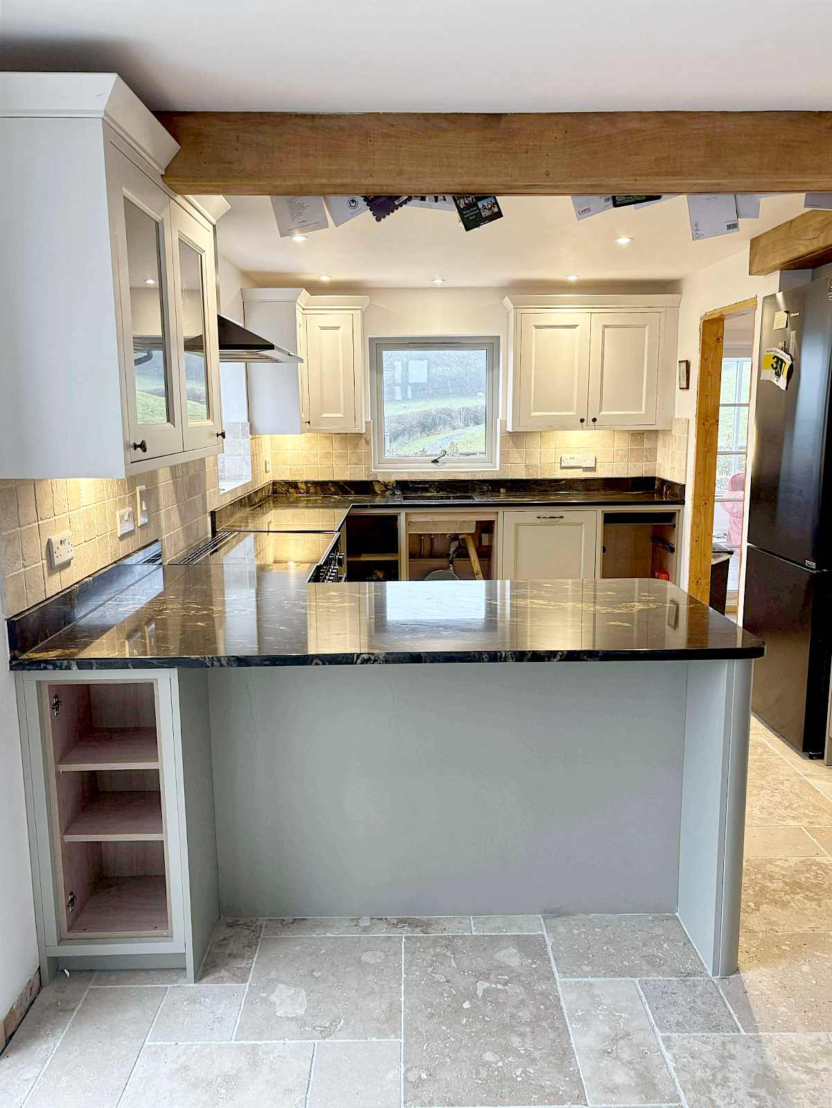 Kitchen Transformation - Granite Worktops - Cosmic Black Yellow 30mm